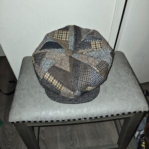 Men's Patchwork Newsboy Cap in Brown Multi
